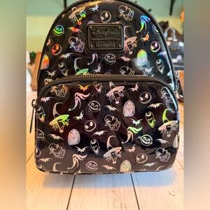 Disney Parks Nightmare Before Christmas Holographic Loungefly- Mini Backpack NWT